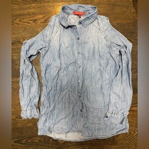 Saks Fifth Avenue Blue Chambray cold shoulder  Shirt- size small